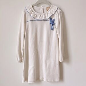 Beaufort Bonnet White Dress with Blue Bow Accent